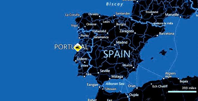 Portugal sailing tragedy location &copy;  SW